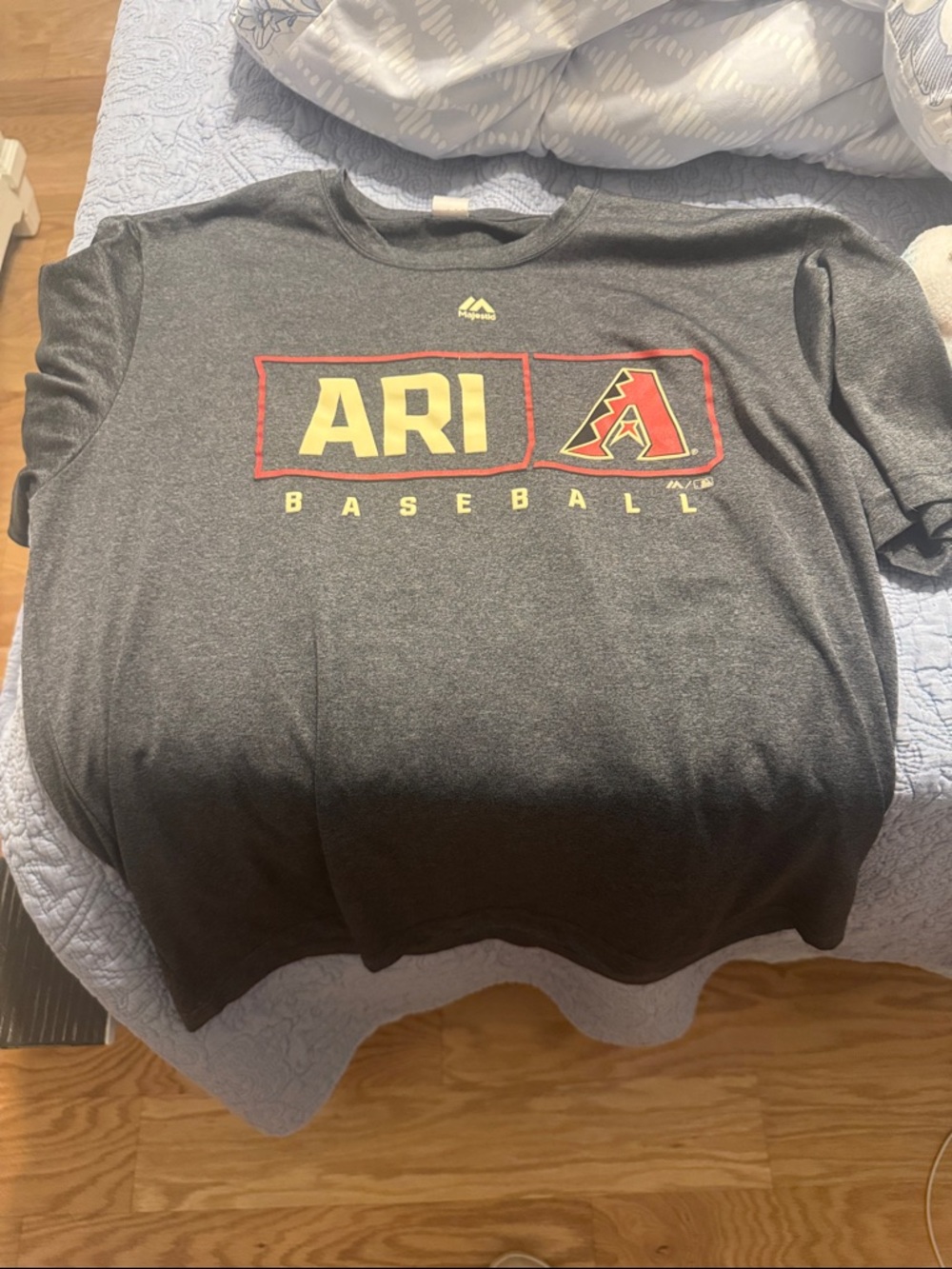 Majestic Gray ARI Baseball Kids Short Sleeve Tee with Red & Yellow Graphics